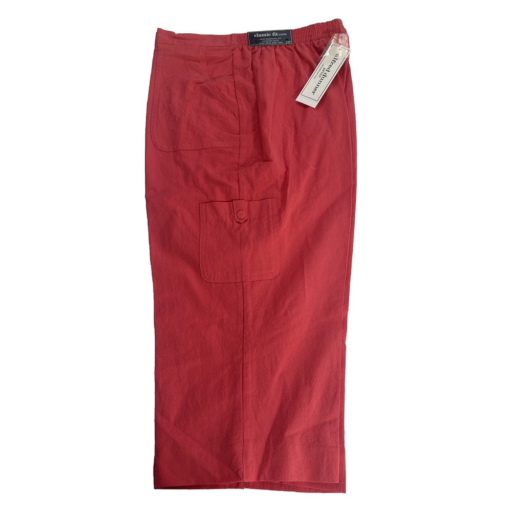 Alfred Dunner Women's Pants Classic Fit Capri Comfort Waist Size12 Color Papaya